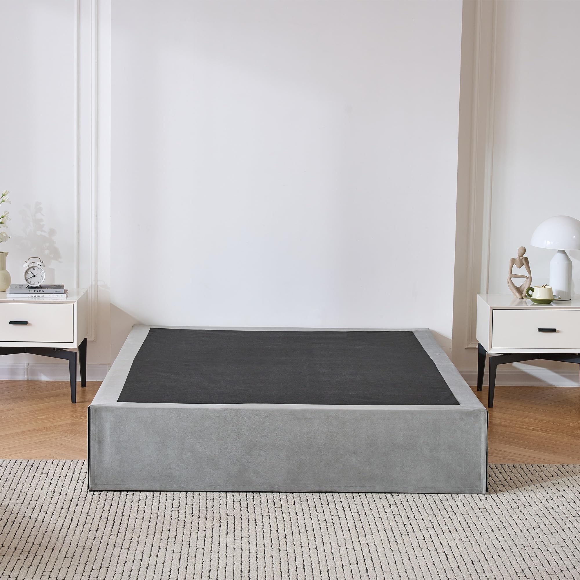 SANA SLEEP Single Metal Divan Bed – 3FT – (Grey) -Storage Durable Frame for Compact Rooms with a Modern Design for Comfortable Spaces