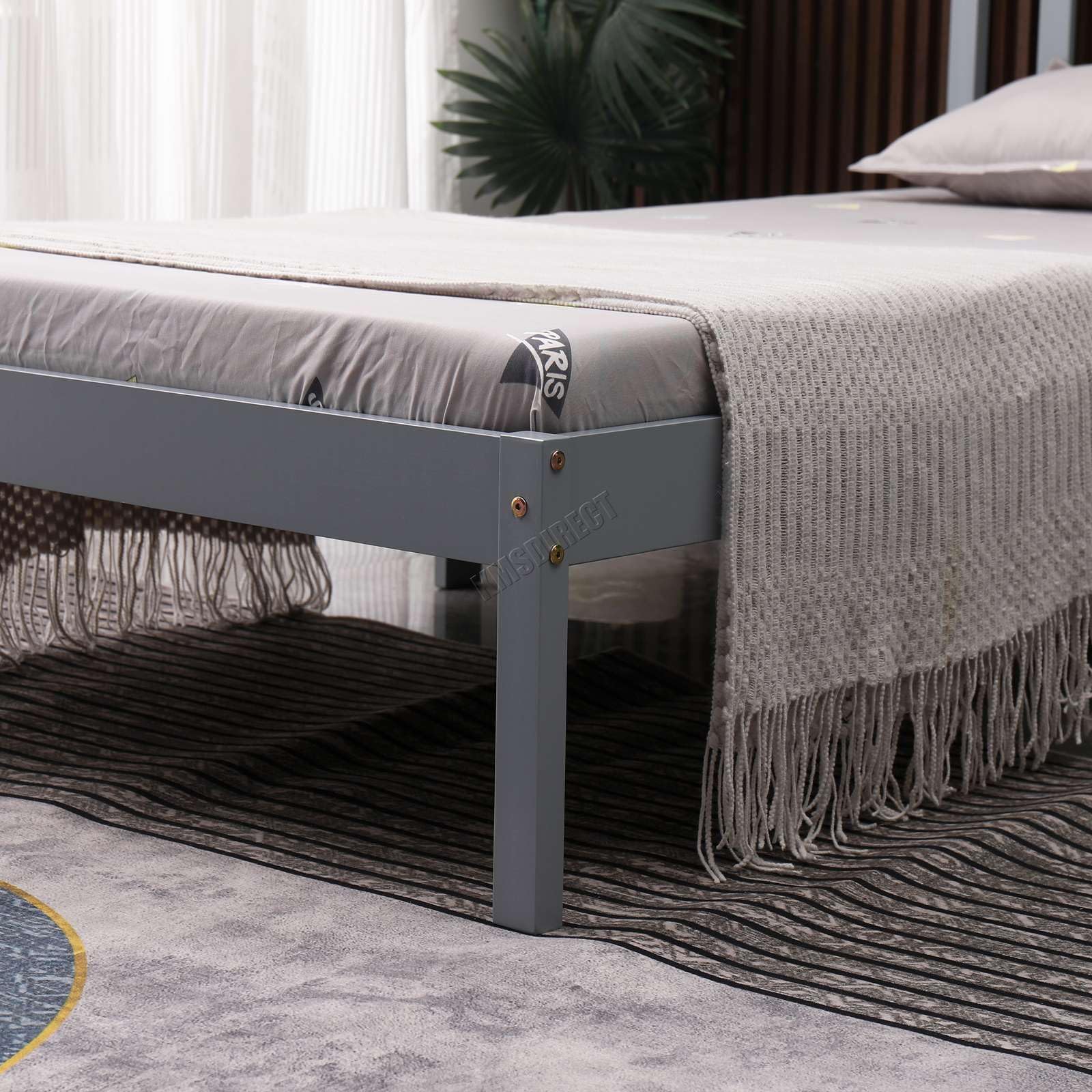 WestWood Single Bed Solid Pine Frame Headboard Durable Shaker Style Low Foot End Wooden Platform With Wood Slat Support Bedroom Furniture Strong