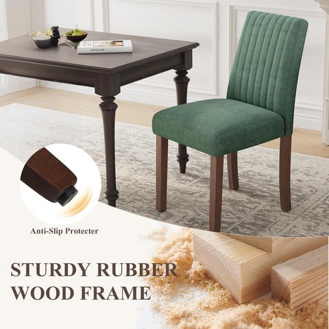 COLAMY Dining Chairs Set of 6 with Thick Seat Cushion, Fabric Chairs for Dining Room with Wood Legs and Ergonomic High Back