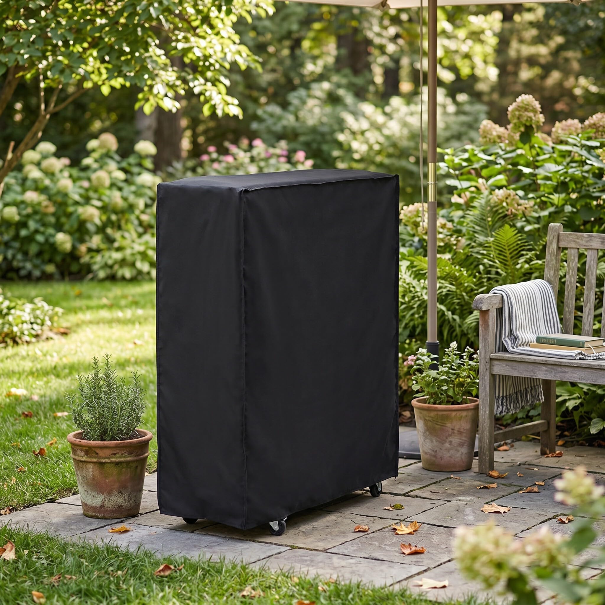 SEAFRONT Folding Bed Storage Cover Black Waterproof Dustproof Indoor Outdoor Portable Easy Storage (85 * 33 * 107cm)