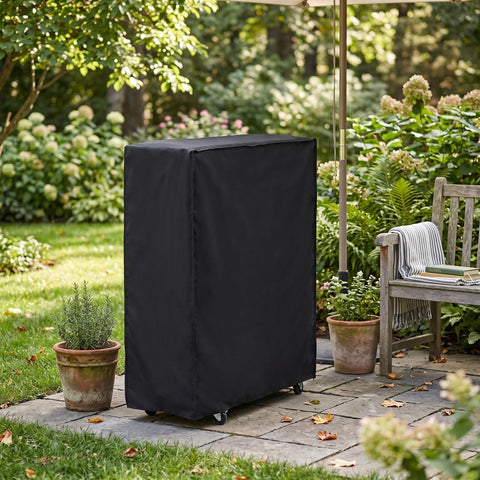 SEAFRONT Folding Bed Storage Cover Black Waterproof Dustproof Indoor Outdoor Portable Easy Storage (85 * 33 * 107cm)