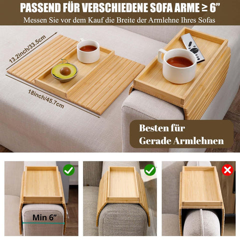 Exquilnova 2-in-1 Sofa Arm Tray,Foldable Rectangular Armchair Tray,Anti Slip Sofa Armrest Organiser,Couch Arm Table for