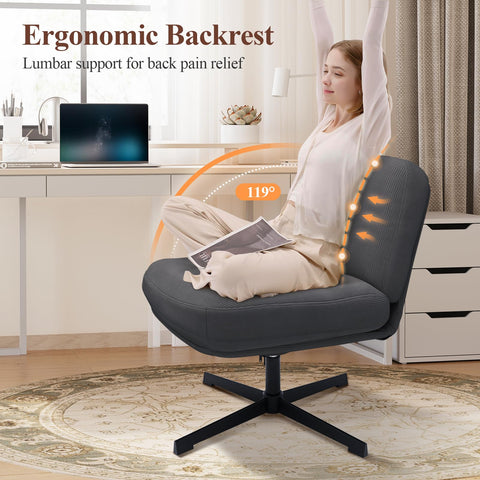 COLAMY 360° Swivel Home Office Chair – Thick Padded Corduroy Desk Chair with Metal Base, Modern Comfortable Computer Chair for Study or Living Room