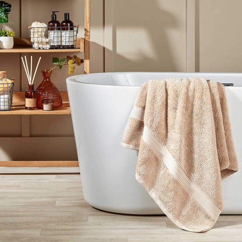 Christy Renaissance 2 Bath Towels Set | Driftwood Beige | 100% Egyptian Cotton Pile | Luxuriously Soft and Super Absorbent | 675 GSM
