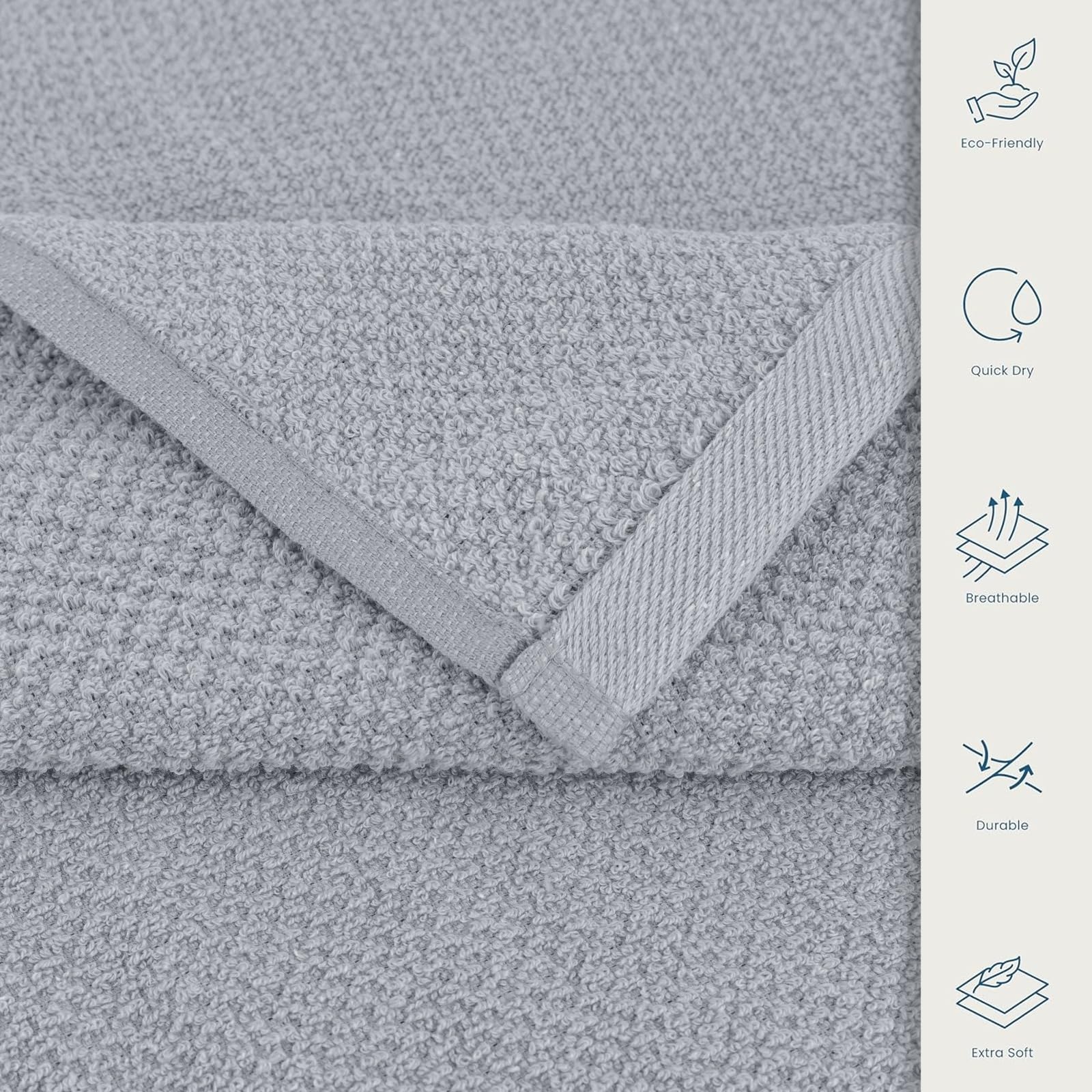 CASA COPENHAGEN Popcorn Textured 6-Piece Small Bath Towel Set - Grey Violet, 550 gsm, 6-piece small bath towels