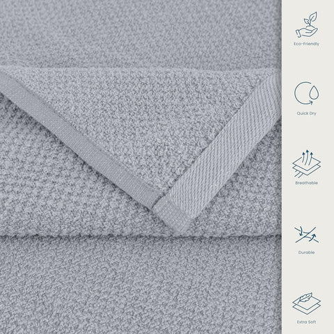 CASA COPENHAGEN Popcorn Textured 6-Piece Small Bath Towel Set - Grey Violet, 550 gsm, 6-piece small bath towels