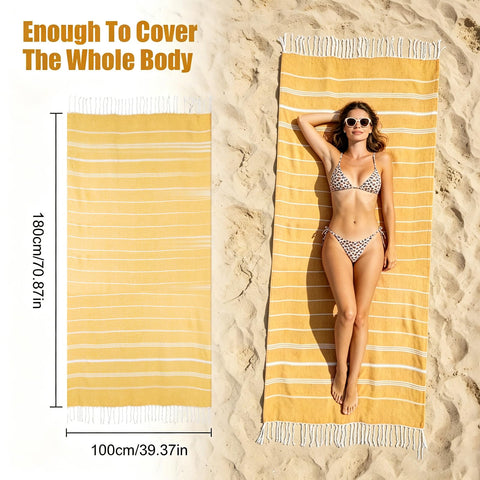 Beach Towels Quick Dry, Extra Large Sunbed Towel Sand Free, Yellow Pool Towels for Dock Bay Swimming Pool Travel Holiday 180 x 100cm