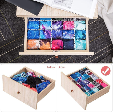 Flytianmy 18Pcs Drawer Dividers, Adjustable Drawer Organizer for Socks, Underwear, Makeup, Can Help Tidy Kitchen, Bedroom, Dresser Black