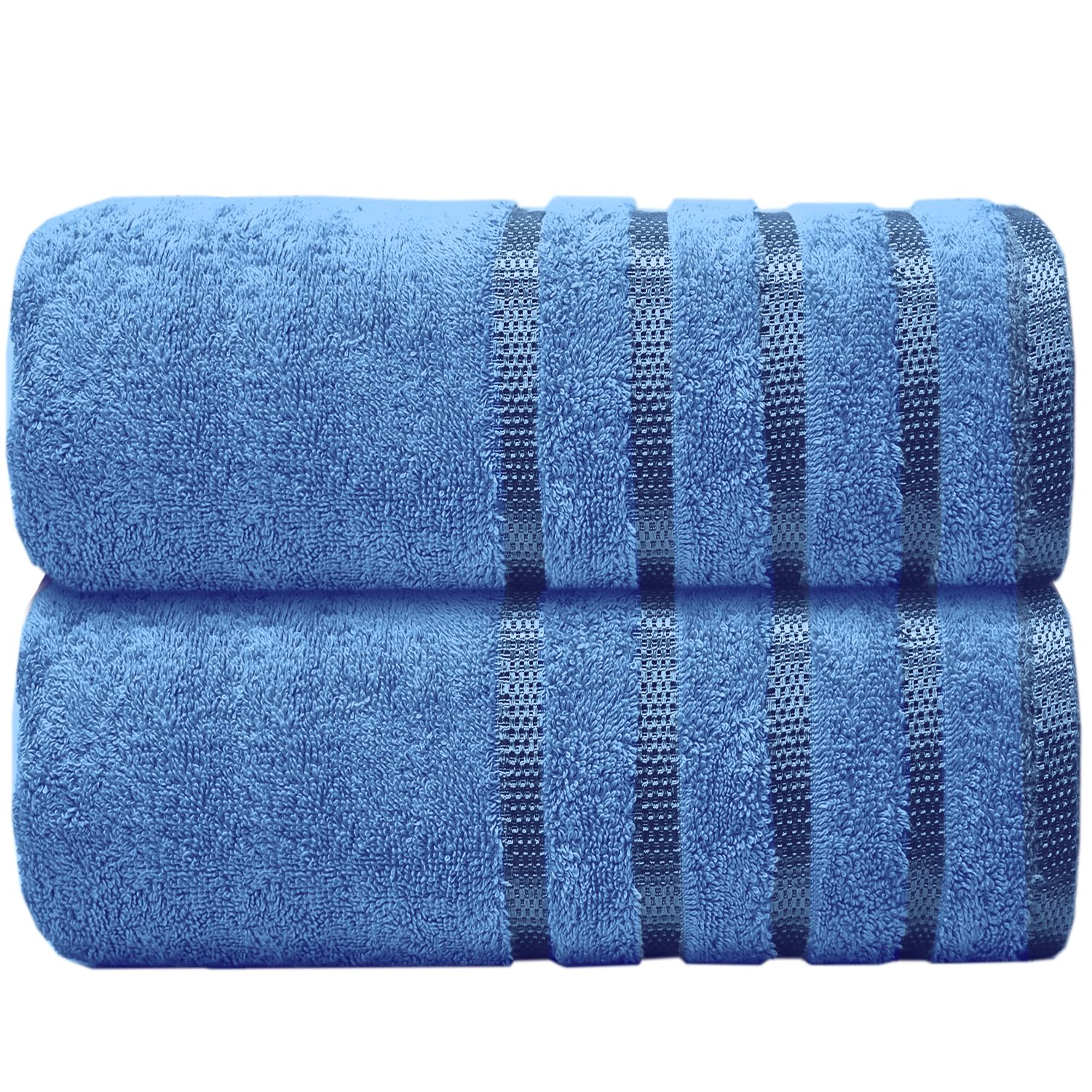 Casabella Deluxe 2 Piece Jumbo Bath sheet 90x180 cm 100% Cotton Extra Large Bath Towels Highly Absorbent Blue Bath sheets Towels