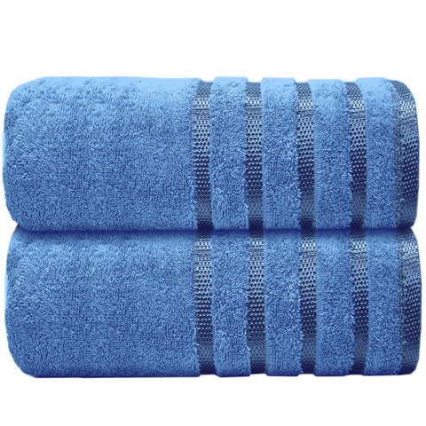 Casabella Deluxe 2 Piece Jumbo Bath sheet 90x180 cm 100% Cotton Extra Large Bath Towels Highly Absorbent Blue Bath sheets Towels