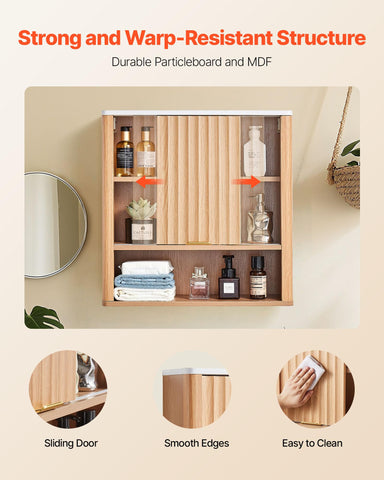 VEVOR Bathroom Wall Cabinet, with Door and Adjustable Shelf, Over the Toilet Storage Medicine Cabinet Wall Mounted