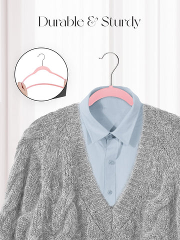 HOUSE DAY Velvet Hangers 20 Pack, Non-Slip Coat hangers, Pink