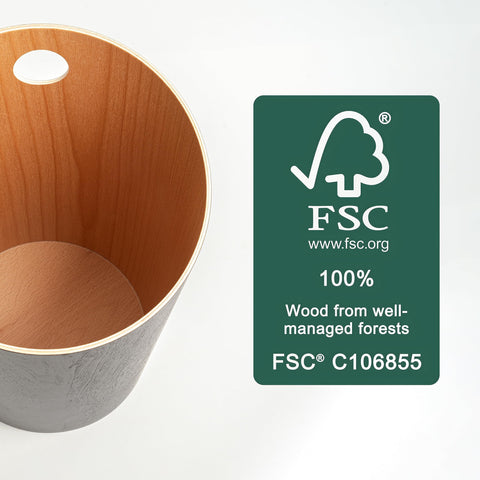 Kazai. Design Paper Bin 'Bennet' | Unique Waste Paper Basket for Office, Bedroom, Children's Room, and More | Office Bin Made of Real Wood Veneer