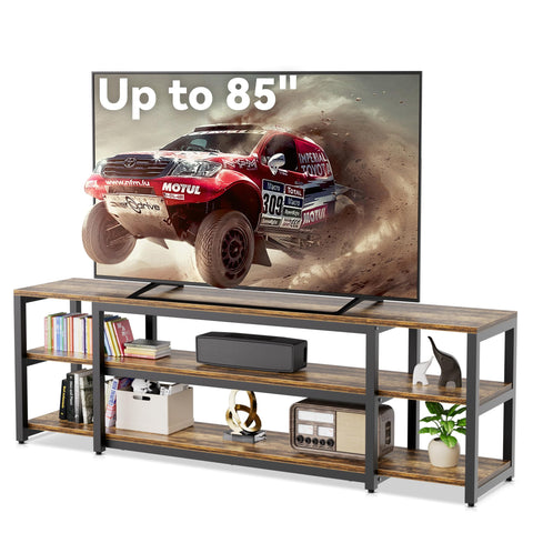 Aquzee 85 Inch TV Stand, 191 cm Long TV Unit, 40D x 191W x 58H cm, 3-Tier Large TV Cabinet with Open Storage Shelves