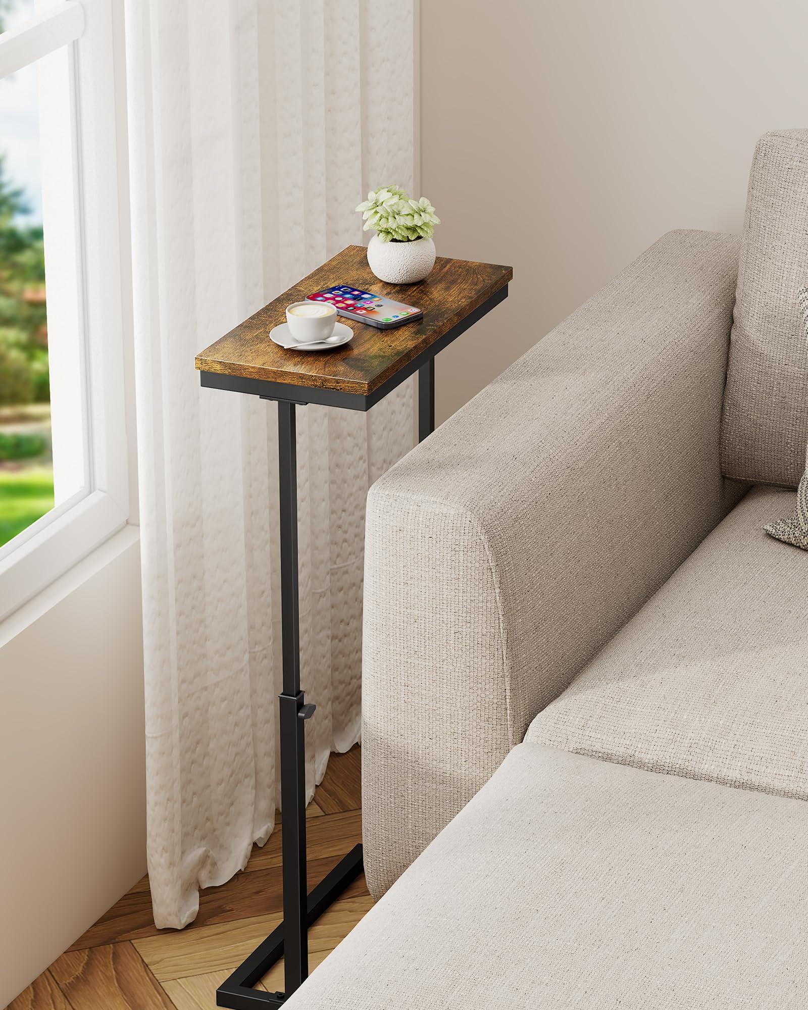 TUTOTAK End Table, Side Table, Tall Couch Table, Sofa Table, Living Room, Bed Room, Brown TB01BB083EU