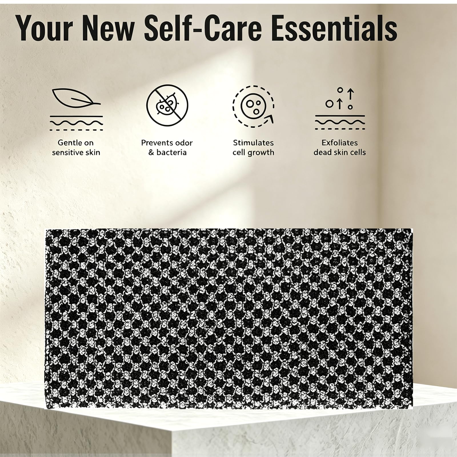 90cm Extra Long Exfoliating Towel for Back - Deep Clean Dead Skin Remover, Gentle Mesh Body Scrubber with Rich Lather