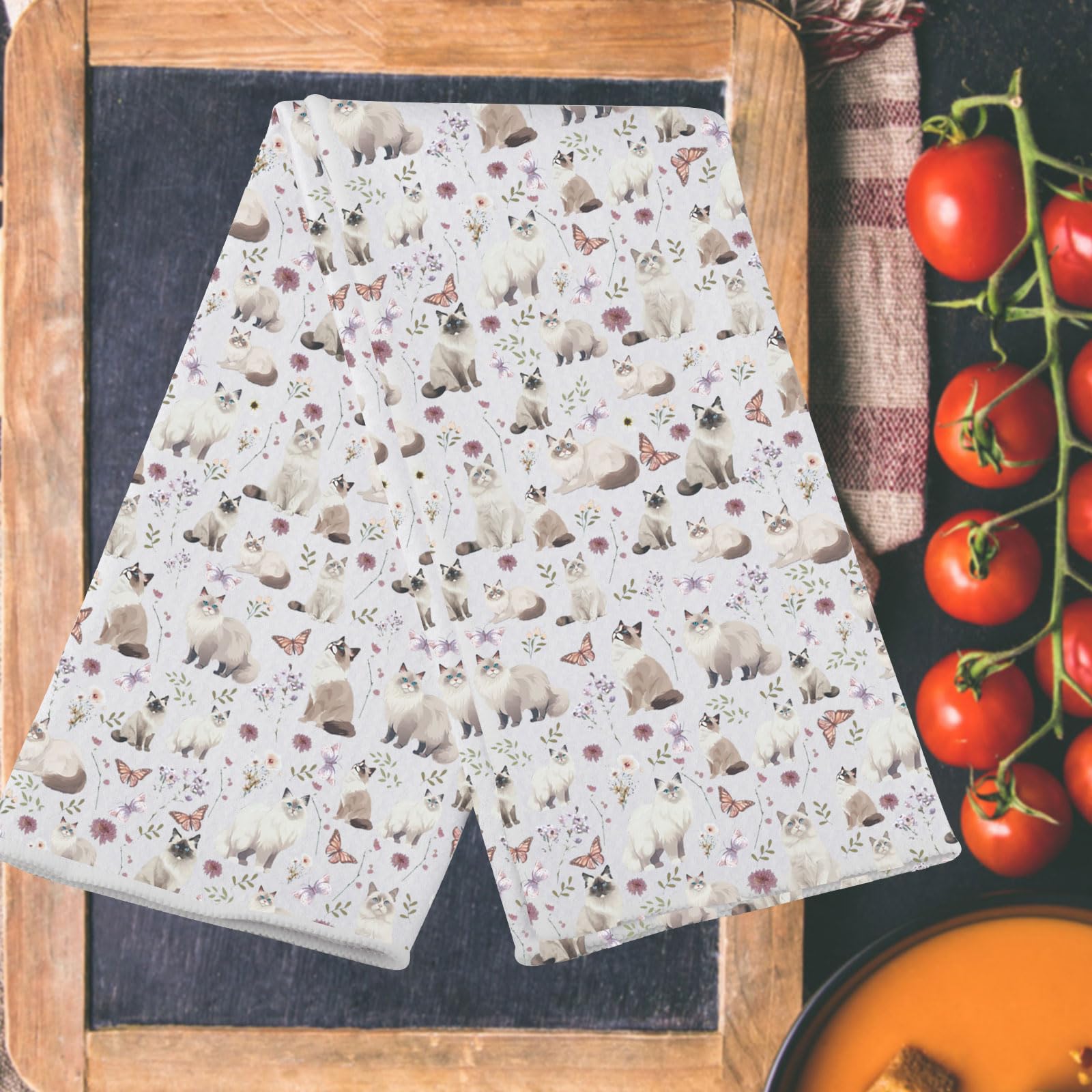 MYSOMY Ragdoll Cat Kitchen Towels Ragdoll Cat Dish Towel Ragdoll Cat Lover Gifts Ragdoll Cat Owner Gift Ragdoll Cat Housewarming Gifts