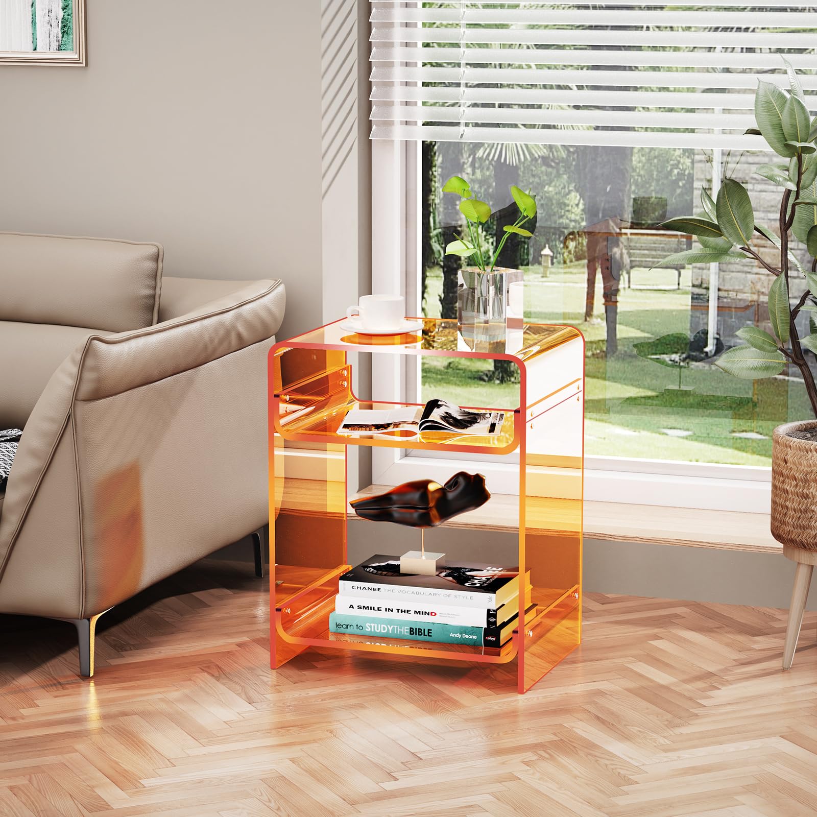 solaround Acrylic Side Table, 45 x 30 x 58 cm, Orange