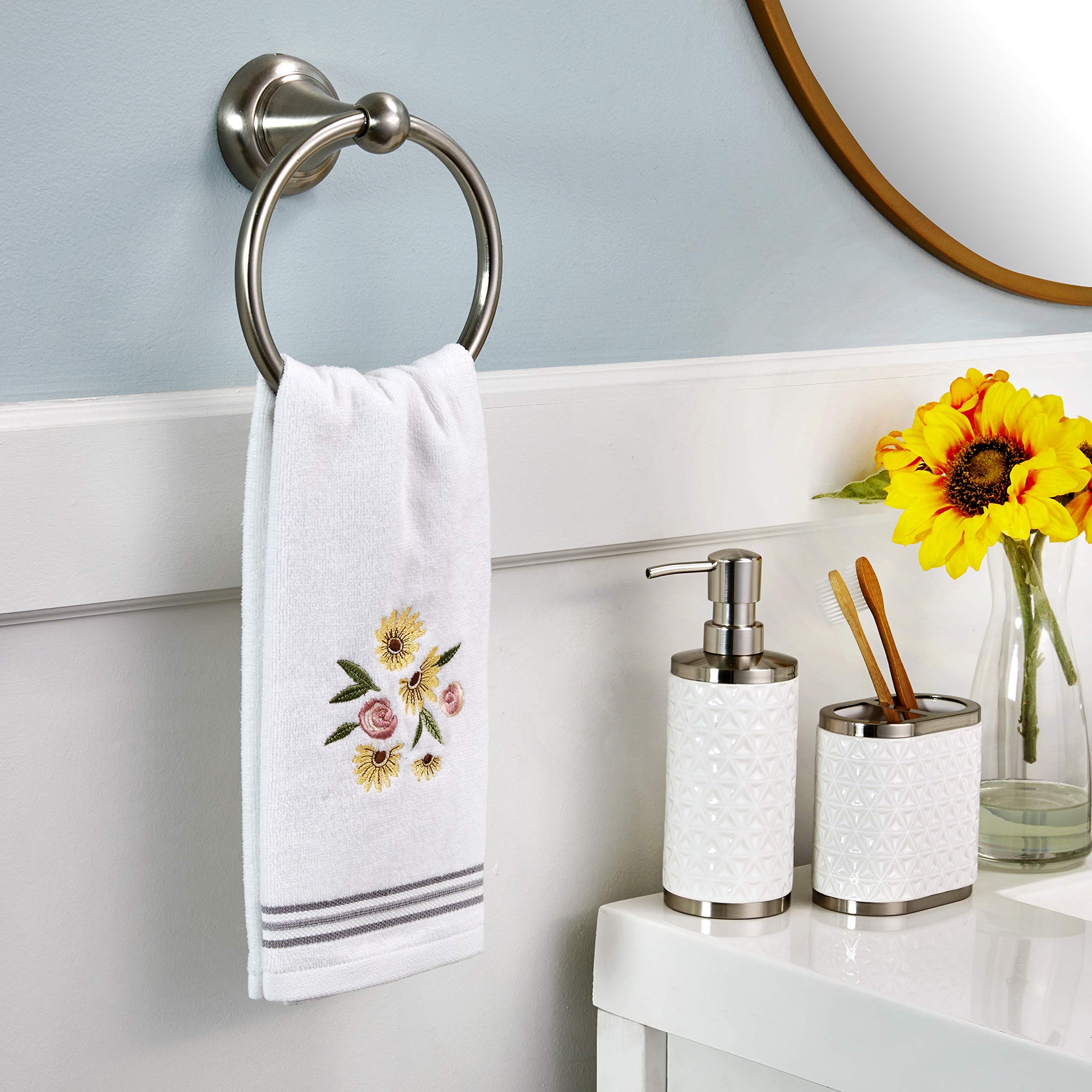 SKL Home HandTowelSet, Cotton, White, 16x25