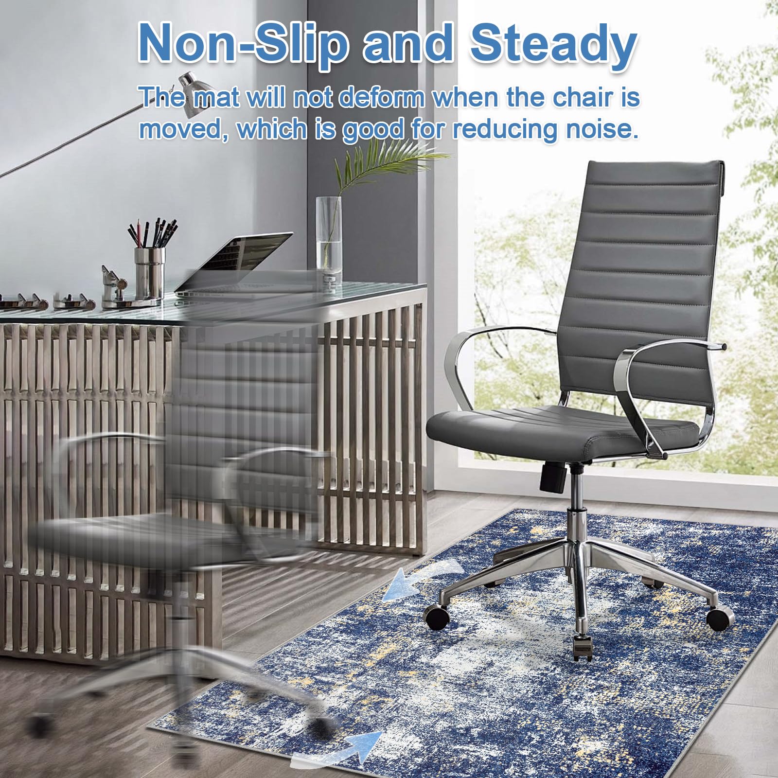 Capslpad Office Chair Mats for Hardwood Floor 90x120cm Non-Slip Modern Abstract Home Multi Purpose Chair Mat Low Pile Floor Protectors Computer Chair