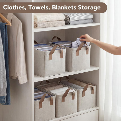 2 Pack Storage Baskets for Shelf, Small Closet Organizers and Storage Cream