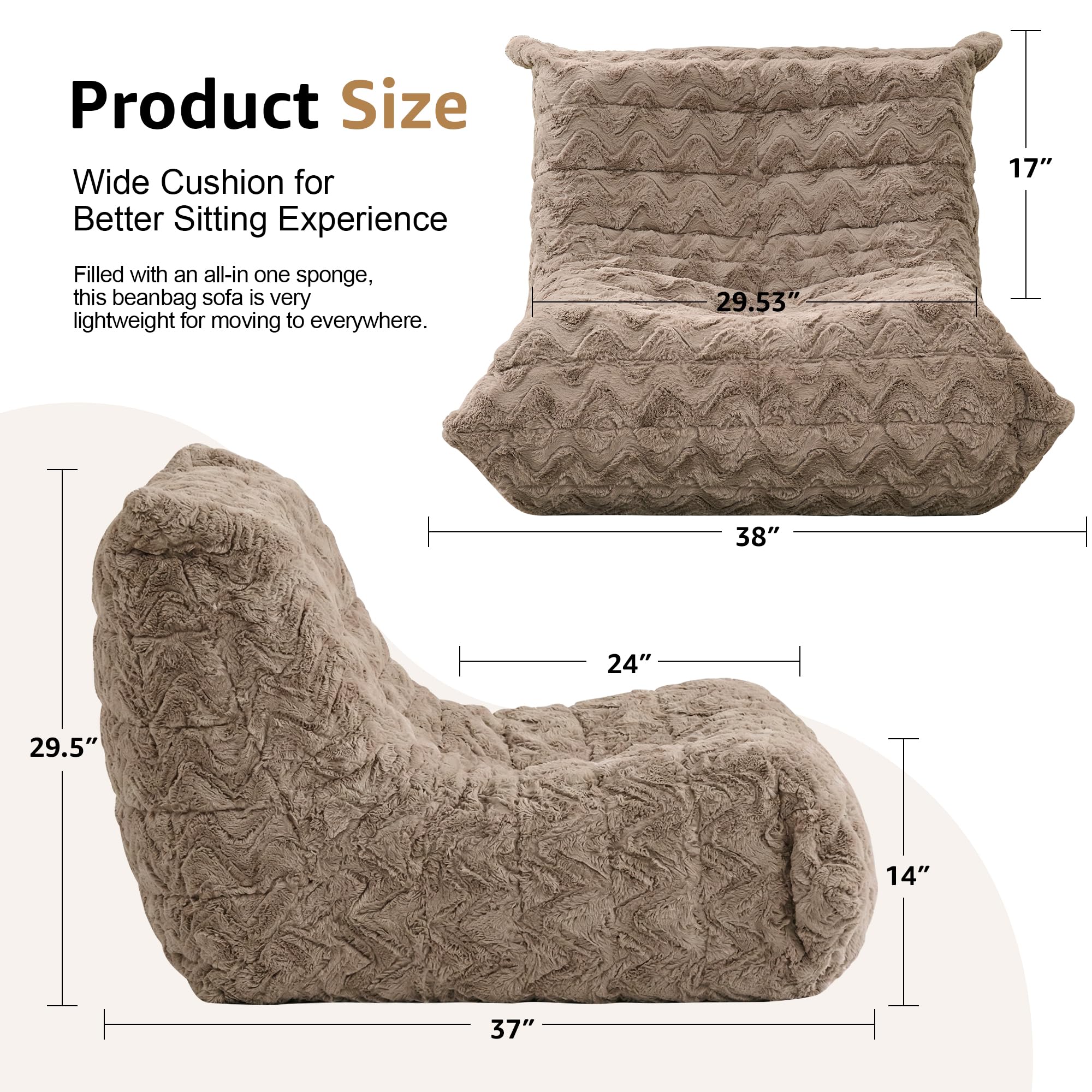 Hobestluk Big Bean Bag Chairs for Adults Fireside BeanBag Couch Togo Sofa