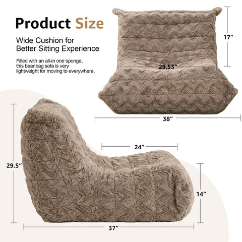 Hobestluk Big Bean Bag Chairs for Adults Fireside BeanBag Couch Togo Sofa