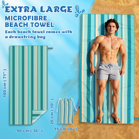 Anavasi Microfibre Beach Towels for Adults, 1 Pack 180 x 90cm 100% Recycled
