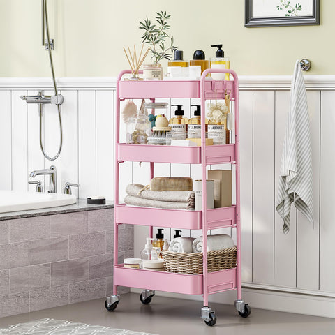 KINGRACK 4 Tier Metal Storage Trolley on Wheels