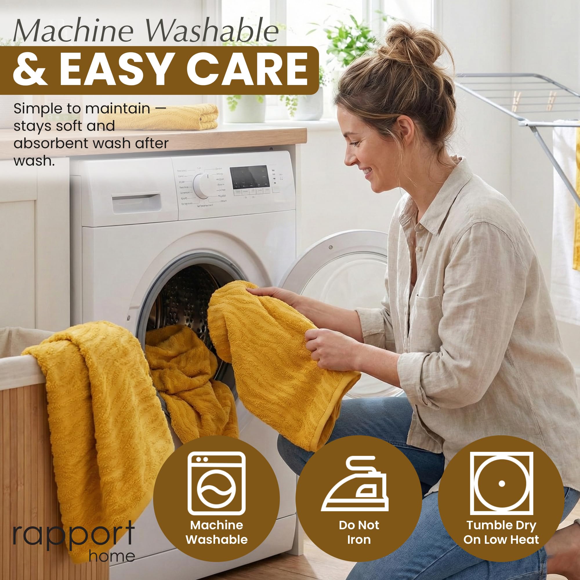 Rapport Home Safari 6-Piece Towel Bale | Bale Mustard Yellow | Luxurious 100% Cotton 500gsm Bathroom Set