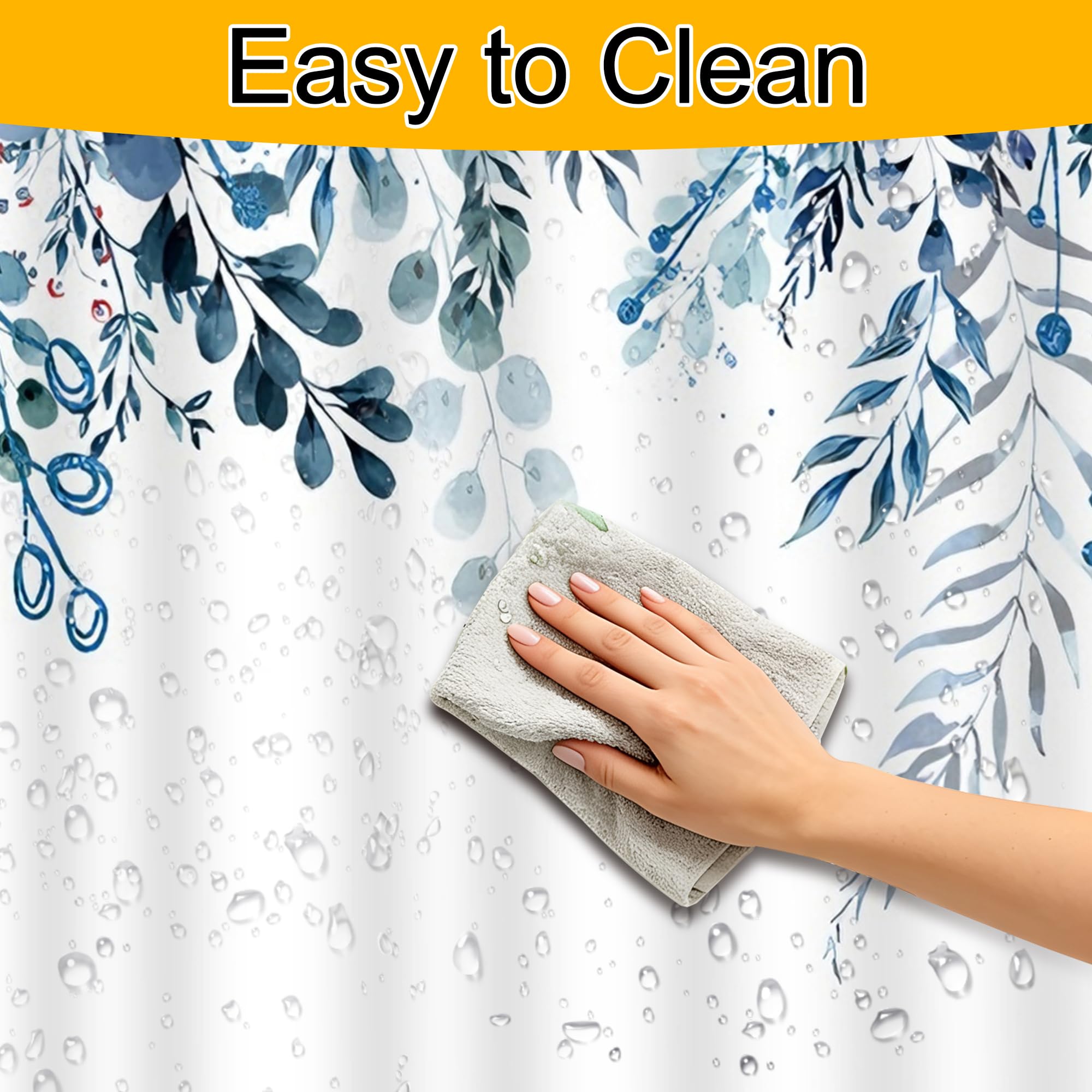 LOSYHU Shower Curtain, Mould Proof Shower Curtain for Bathroom, with 12 Hooks, 180 x 180 cm Waterproof Polyester Fabric Shower Curtains