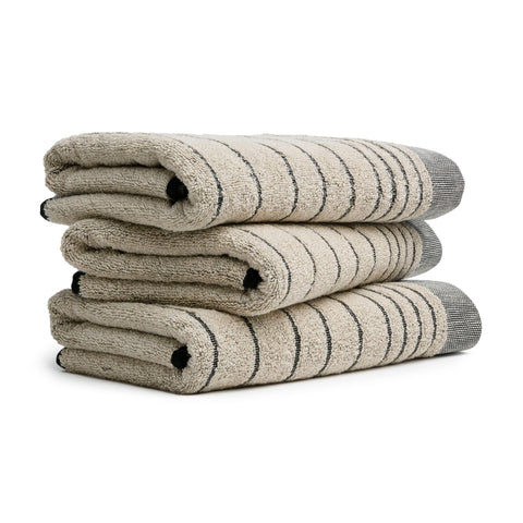 Möve Eden bath towel 80 x 150 cm, 80% cotton / 20% linen, nature/black