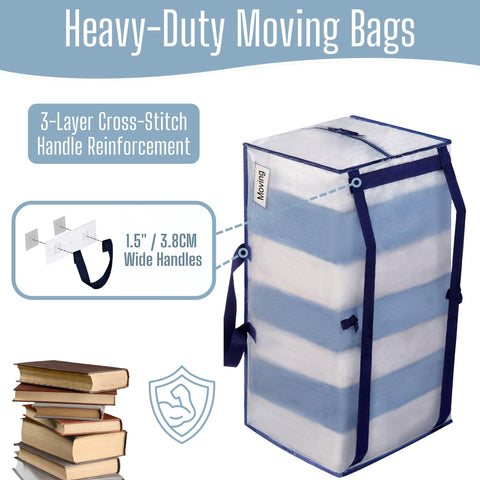 VENO 4 Pack Heavy-Duty Moving Bags Extra Large W/Backpack Straps, Moving House Essentials, Strong Handles & Zips, Clothes Storage, Packing