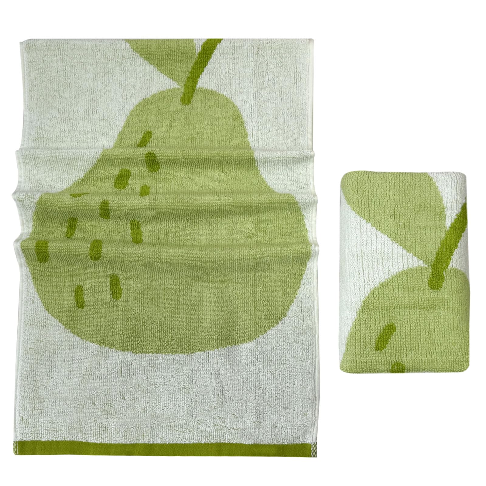 USTIDE Fruit Hand Towels Cute Pear Face Towel for Bathroom Set of 2 100% Cotton Soft Absorbent Hand Towels for Bathroom Sports Kitchen Decorative