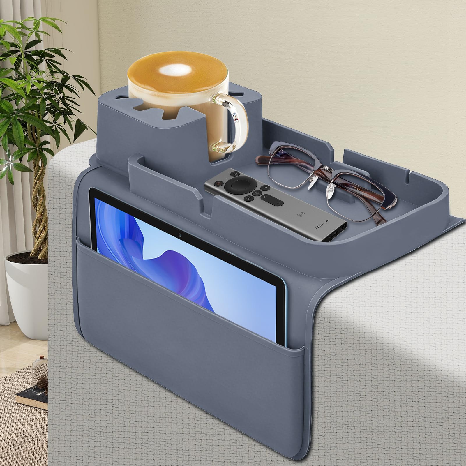 Foyucool Silicone Sofa Arm Tray, Anti-Slip Couch Cup Holder & Sofa Caddy