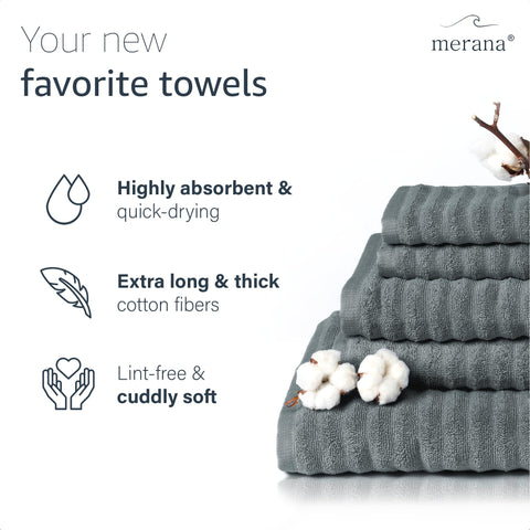 Merana OSLO towel set | quick-drying, soft & lint-free | terry luxury quality | 100% cotton terry | OEKO-TEX | 590 GSM | gift set | Dark gray