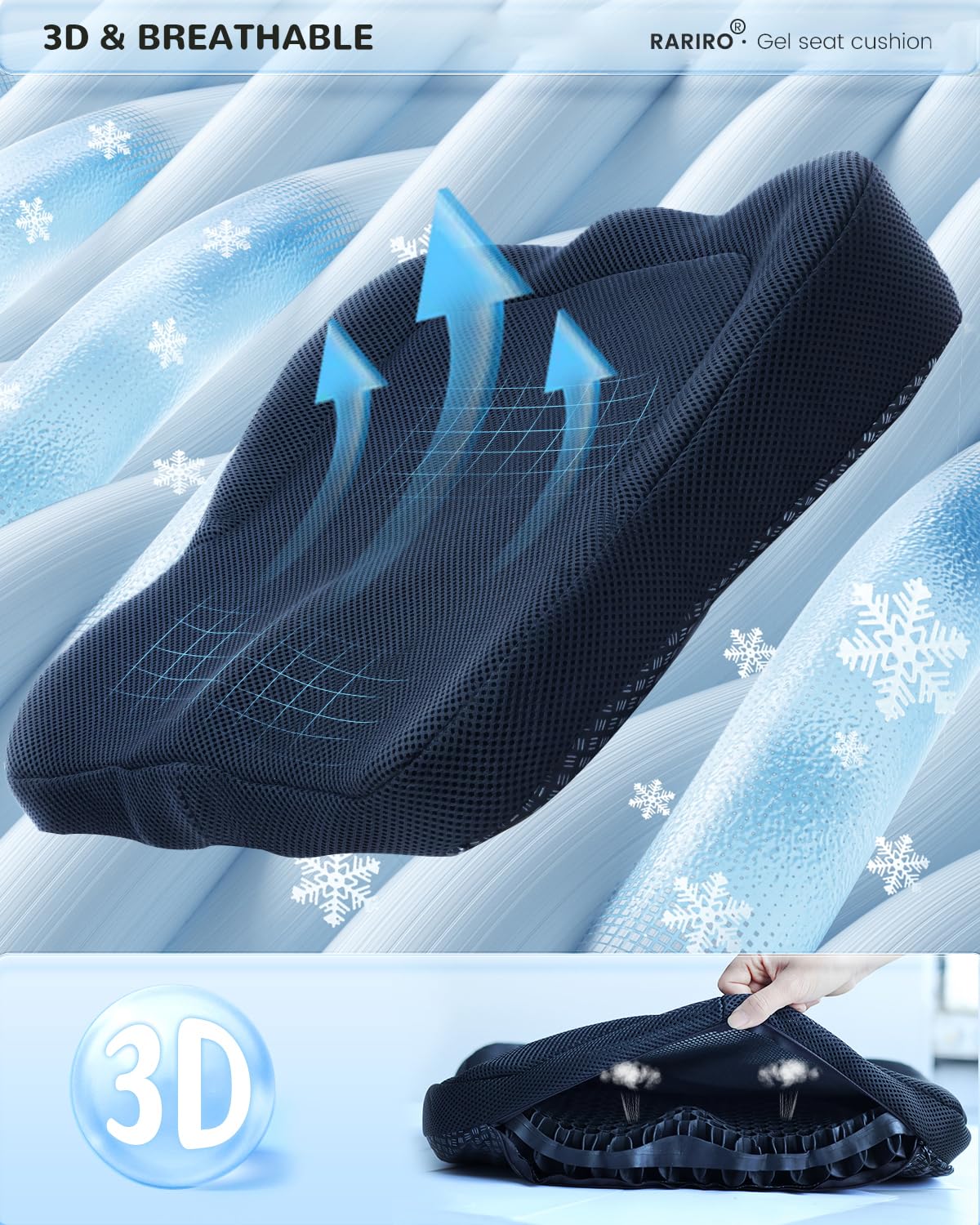 Double-Layer Honeycomb Gel Seat Cushion, Pressure Relief for Long Sitting