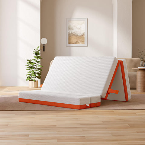 TeQsli Folding Mattress, 10cm Small Single Foldable Mattress, Memory Foam with Removable Washable Cover, for Guest Sofa Bed, Camping, Travel