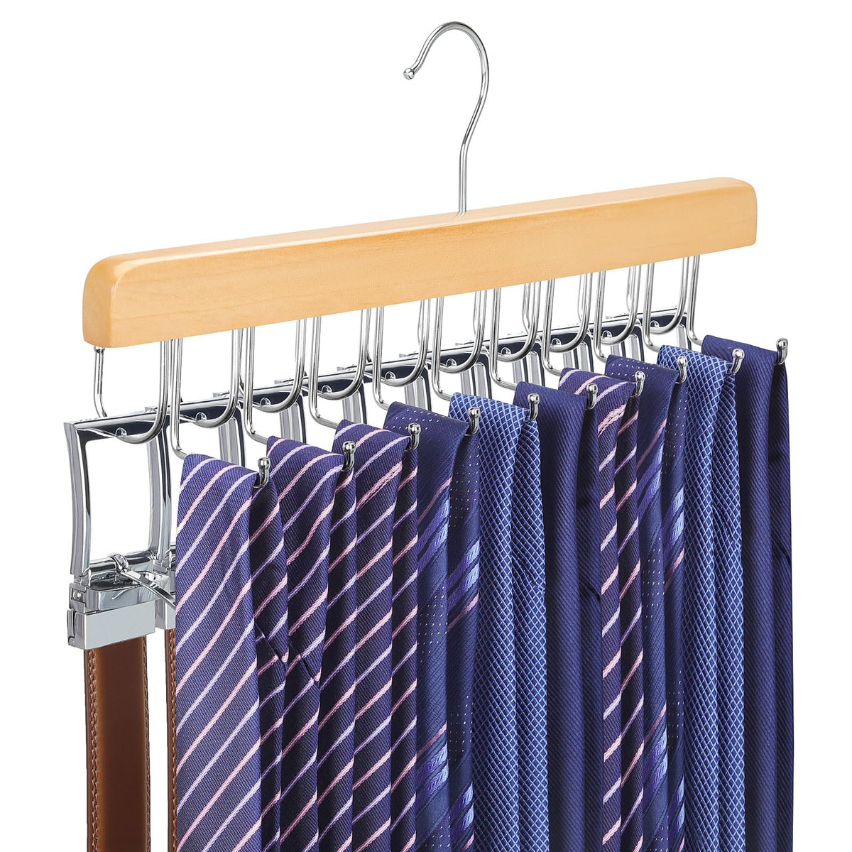 TOPIA HANGER 2 in 1 Belt Tie Hanger for Closet Max 30 Belts with 30 Ties Capacity