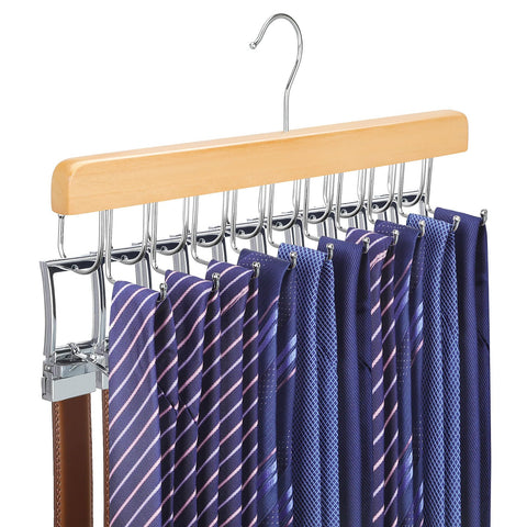 TOPIA HANGER 2 in 1 Belt Tie Hanger for Closet Max 30 Belts with 30 Ties Capacity