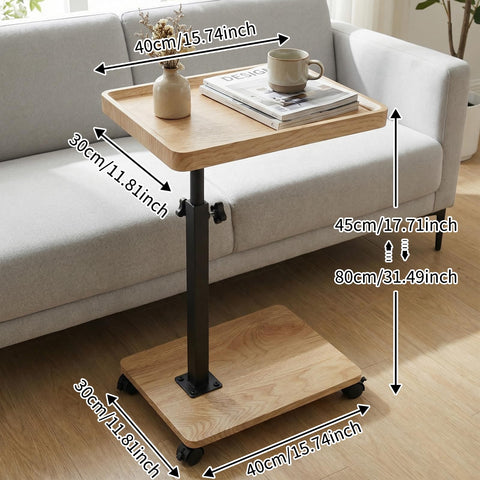 XUDREZ Adjustable Side Table, C Shaped Small Table with 4 Wheels 364° Swivel Tray, End Table for Living Room Bedroom Sofa Small Spaces