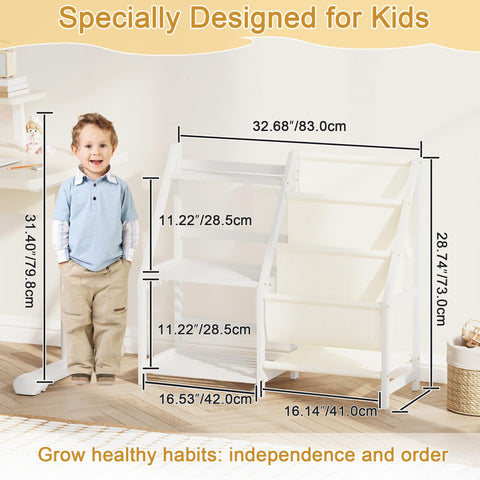 BAMBANG Kids Bookshelf and Toy Storage, 3 Tier Toddler Book Shelf, Montessori Bookshelf Baby Bookcase for Nursery, Bedroom, Playroom
