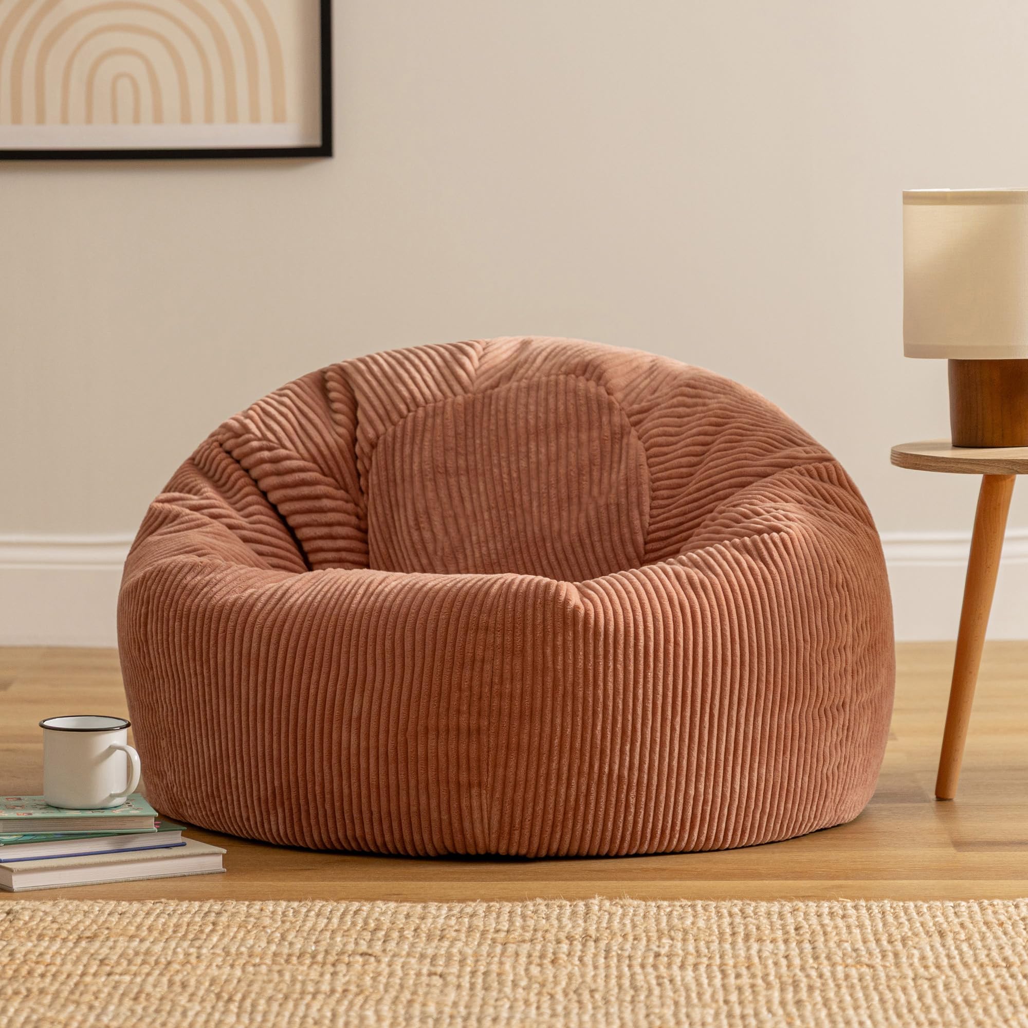 icon Kingston Cord Bean Bag with Filling Included, Set of 2, Pink