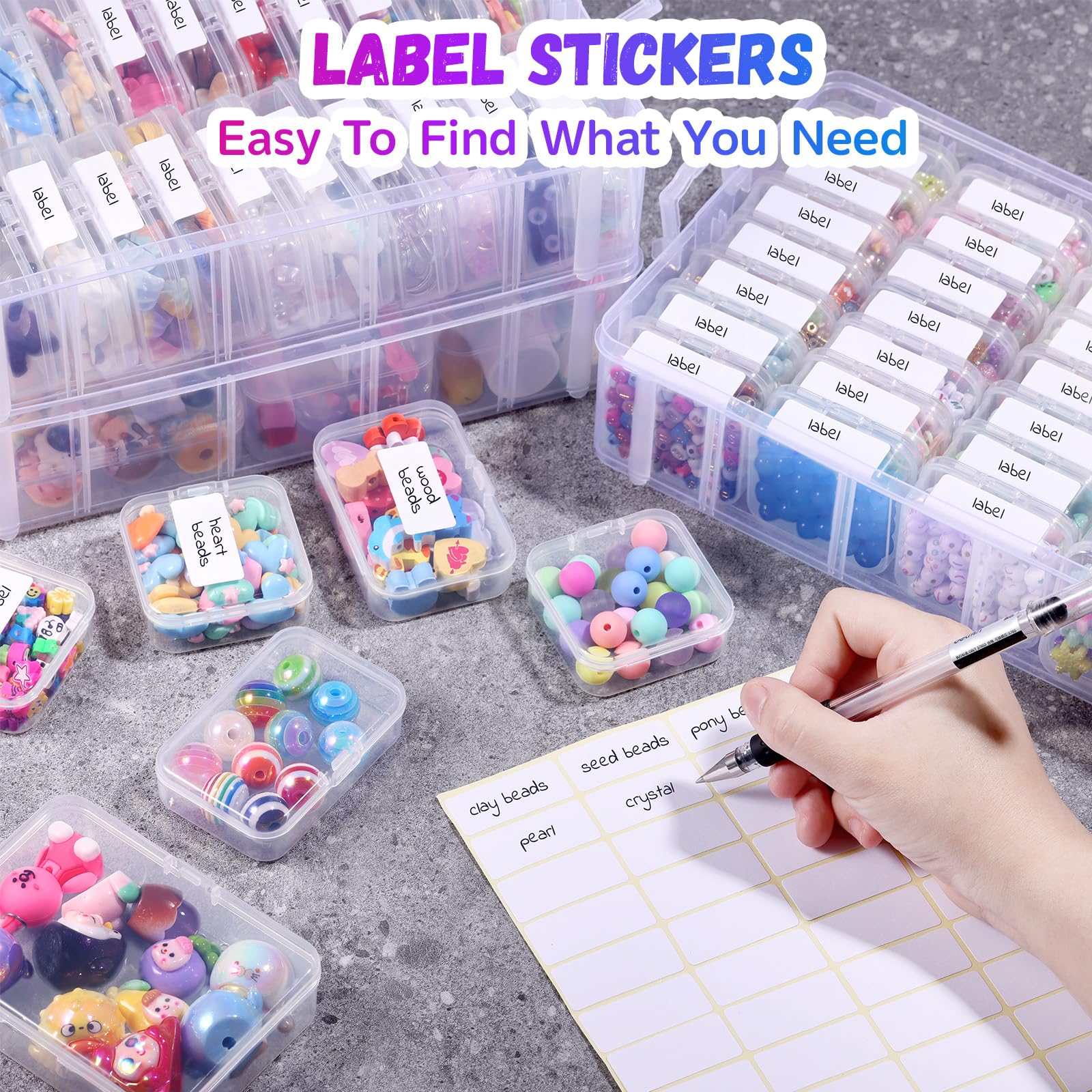 Funtopia Craft Organiser 59 Pack, 3-Tier Stackable Container Box with Lids
