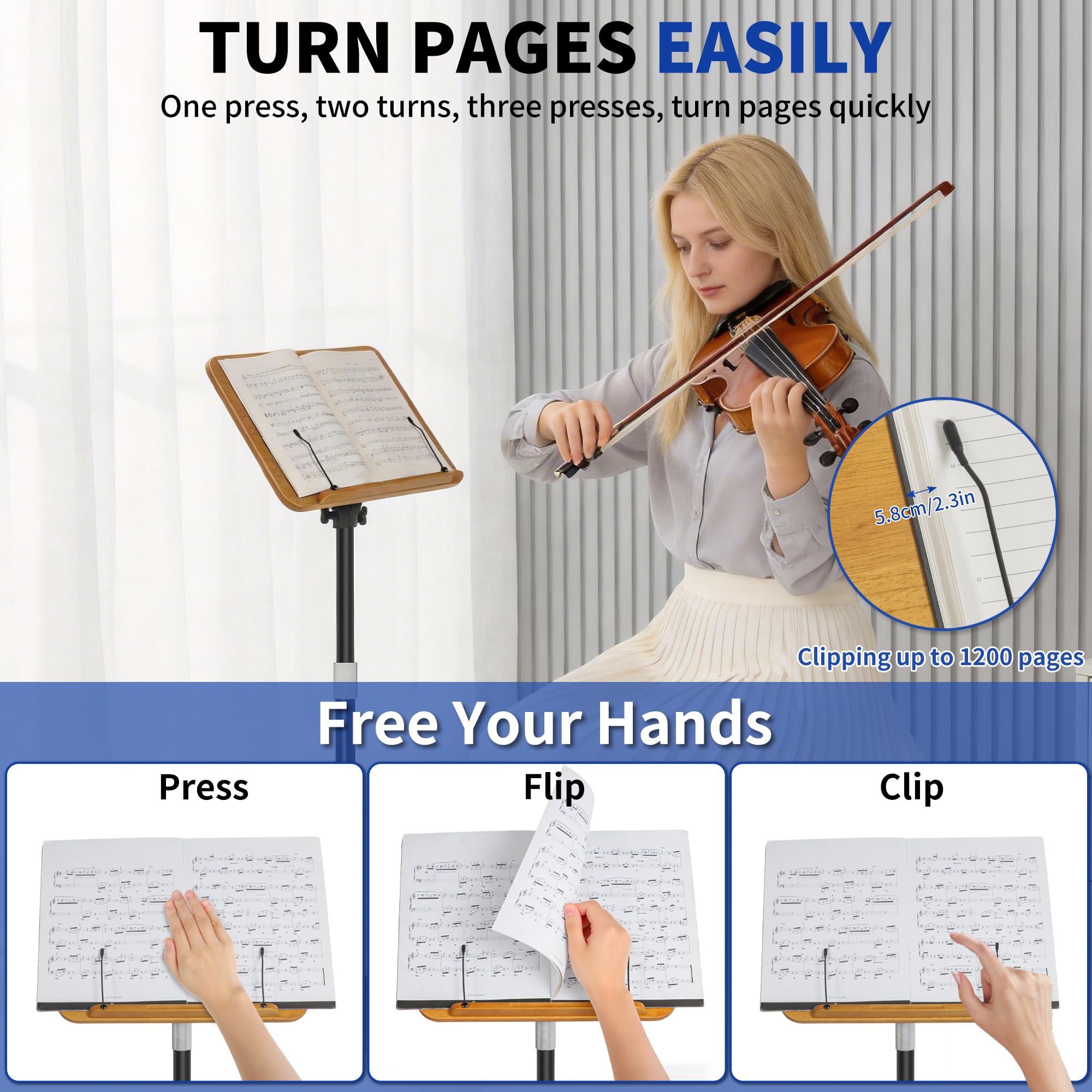 OUUTMEE Height Adjustable 50 to130CM Standing Reading Stand