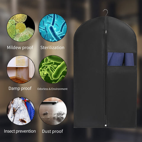 WAORZMK Suit Cover Bags for Men, 5 PCS 24x40in Dustproof Garment Bags