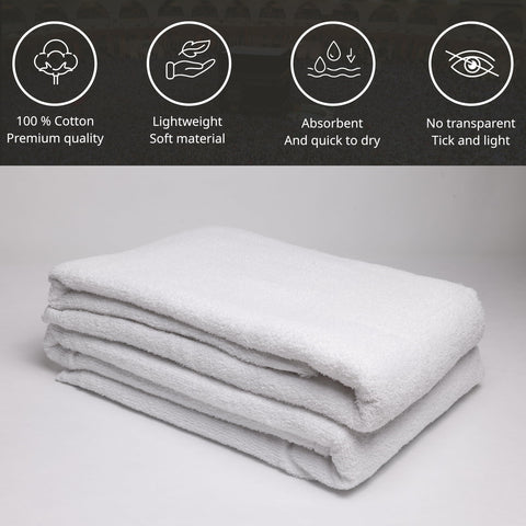 Ihram Hajj and Omra Adult 1350grame - Set of 2 Thick White Towels - 110 x 220 cm - Made from 100% Natural Cotton of Turkish Origin