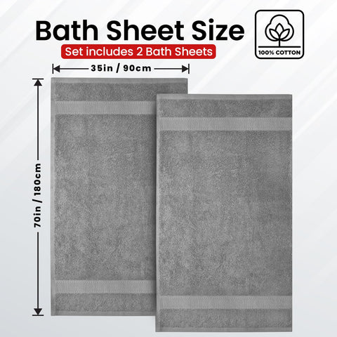 Infinitee Xclusives Bath Sheets Extra Large - 2 Pack, 600 GSM - 90 x 180 cm