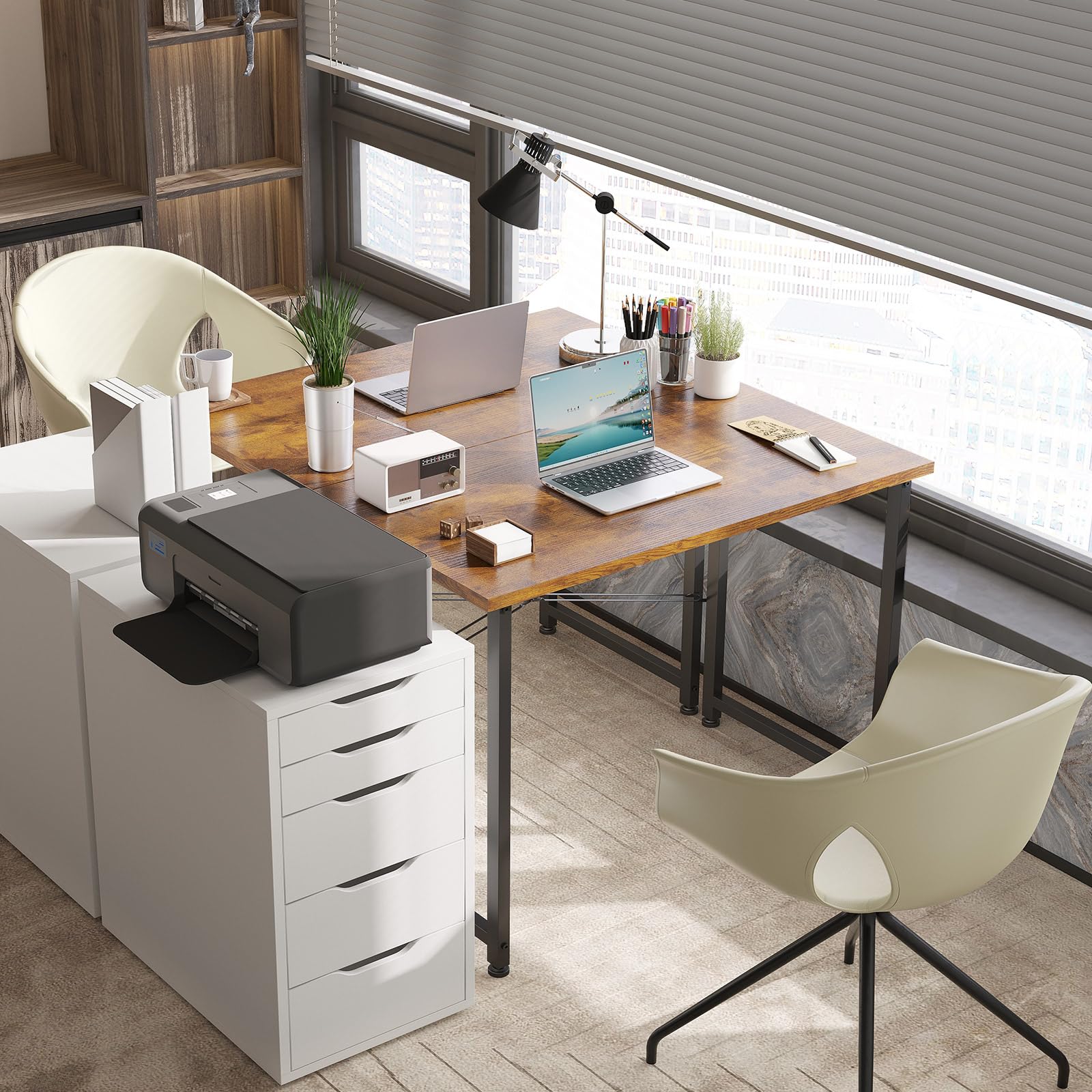 ODK 80x40 cm Desk, Computer Desk for Home Office, Vintage Brown