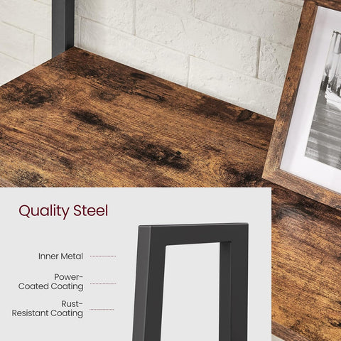 OYE 4 Tier Ladder Shelf, 2 in 1 Industrial Storage Rack Leaning Bookshelf for Living Room, Bedroom, Kitchen, Space Saving Small Book Shelf